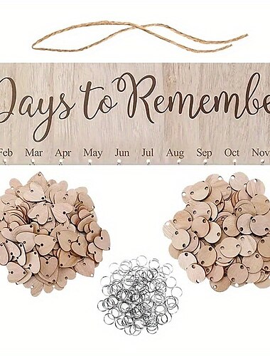 1 Stück DIY Holz Familiengeburtstagstafel Hängeschild Anhänger Kalender Wandmontiertes Geburtstagserinnerungsschild mit 100 Holzetiketten Tolles Geschenk für Mama Oma Hängeschild für