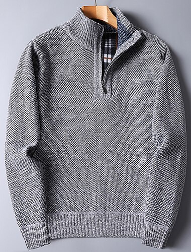  Homme Pull Pull en tricot Pull à col zippé A côtes Tricoter Normal Tricoté Quarter Zip Plein Mao Garder au chaud Moderne contemporain Usage quotidien Sortie Vêtement Tenue Automne Hiver Vin Bleu M L