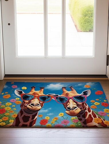  bunte Giraffen-Fußmatte, Fußmatten, waschbare Teppiche, Küchenmatte, rutschfester, ölbeständiger Teppich, Indoor-Outdoor-Matte, Schlafzimmerdekor, Badezimmermatte, Eingangsteppich