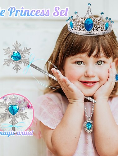  Сказка ведьмы, волшебная палочка, волшебная палочка, подарок принцессе для девочек на день рождения, корона, ожерелье, комплект украшений, игрушки, подарки для девочек в возрасте 4-6 лет