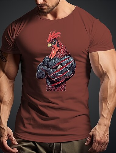  Herren Hahn Lustig T Shirt T-Shirt 100% Baumwolle Kurzarm Grafik Hemd Schwarz Burgunderrot Armeegrün Bequemes T-Shirt Sport im Freien Ferien Modedesigner-Kleidung