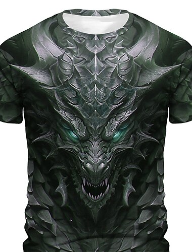  Herren Graphic Drache T Shirt Kurzarm T-Shirt 3D-Druck Rundhalsausschnitt Hemd Täglich Designer Retro Vintage Sports Outdoor Festtage Ausgehen Gelb Blau Purpur Frühling Sommer Bekleidung S M L XL 2XL