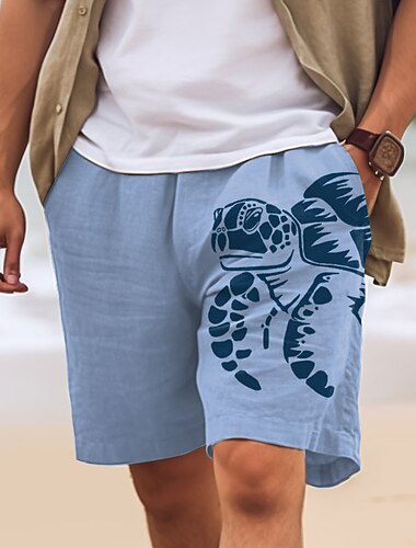  Férfi Állat Teknősbéka Tengeri lények Rövidnadrágok Nyári rövidnadrág Strand rövidnadrág Közepes csípő Hawaii Alkalmi Szabadtéri Utcai öltözék Szabadság Zsinór Rugalmas derék Nyomtatott Tervező