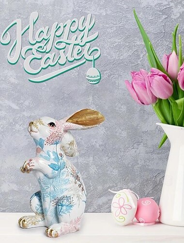  Artesanías creativas de conejito de resina, regalo, conejo para salón, adorno de escritorio, decoración del hogar de primavera, regalo de Pascua