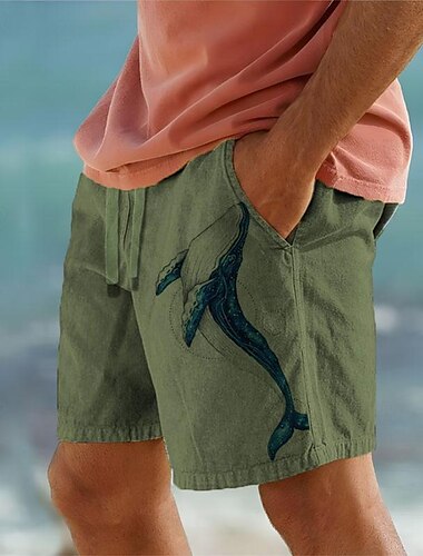  Herren Tier Hai Shorts Kurze Hosen Sommer-Shorts Strandshorts Kurze Hosen Mittlere Taillenlinie Modisch Brautkleider schlicht Outdoor Festtage Ausgehen Kordelzug Elastische Taille Bedruckt Designer