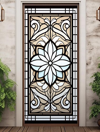  Buntglas-Blumen-Türabdeckungen, Wanddekoration, Türteppich, Türvorhang, Dekoration, Hintergrund, Türbanner, abnehmbar, für Haustür, Innen- und Außenbereich, Heimdekoration, Bauernhaus-Dekoration