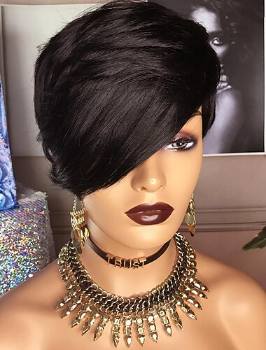  perruques de cheveux humains courtes perruque coupe lutin cheveux humains perruques courtes bob avec frange pour les femmes noires couleur blonde ombre perruques courtes de lutin couleur avec bang