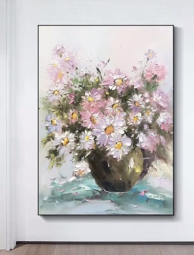  Mintura pinturas al óleo de flores abstractas hechas a mano sobre lienzo, decoración de arte de la pared, imagen moderna para decoración del hogar, pintura enrollada sin marco y sin estirar