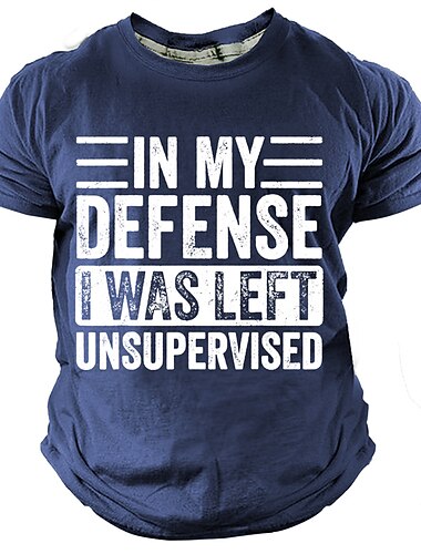  تي شيرت جرافيك للرجال 'في دفاعي، كنت غير مراقب' | تي شيرت نمط حياة مضحك قصير الأكمام