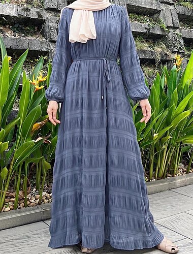 Damen Kleid Abaya Dubai islamisch Arabisch arabisch Muslim Ramadan Feste Farbe Erwachsene Kleid Festival