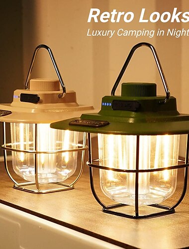  Luces LED retro para acampar al aire libre, luces LED para carpas, linternas para caballos, luces portátiles recargables inteligentes para exteriores, senderismo, camping, hogar