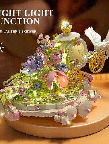  Women's Day Gifts 632 Pcs Waterside Pavilion Flower Blooming Educational With Lights Romantic Design Birthday Gift Women's Day Mother's Day Gifts for Girls Mother's Day Gifts for MoM