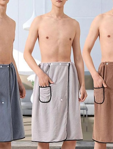  Toalla de baño portátil para hombres con bolsillo, microfibra suave, toalla de playa mágica para nadar, manta envolvente, faldas de ducha son más suaves que las batas de baño absorbentes