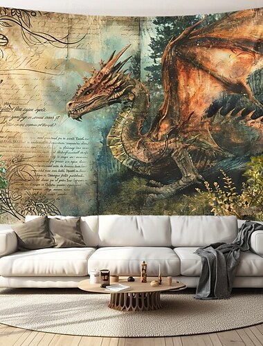  Vintage-Drachen-Hängeteppich, Wandkunst, großer Wandteppich, Wanddekoration, Fotografie, Hintergrund, Decke, Vorhang, Zuhause, Schlafzimmer, Wohnzimmer, Dekoration
