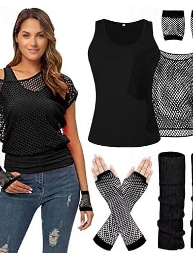  Retro Antiguo Disco Años 80 Accesorios Camiseta con hombros descubiertos Malla Disco Mujer Víspera de Todos los Santos Carnaval Mascarada Fiesta / Noche Desfile del orgullo Mes del Orgullo Adulto