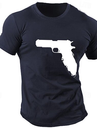  Herr Vapen T-shirt T-tröja Bomull Kortärmad Grafisk Skjorta Svart Vit Armégrön Bekväm t-shirt Utomhussport Helgdag Modedesignerkläder