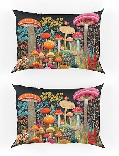  kussenslopen set van 2 queensize dekbedovertrek met paddestoelpatroon bedrukte kussenslopen zacht ademend verkoelend kussensloop decoratieve kussensloop (20x30 inch)