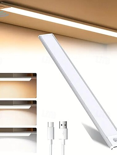  αισθητήρας κίνησης κάτω από φώτα ντουλαπιού 3 θερμοκρασίες χρώματος ασύρματο usb επαναφορτιζόμενο φως νύχτας φώτα ντουλάπας μαγνητικά κάτω από πάγκο φωτιστικά για ντουλάπα κουζίνας φωτισμός σκάλας