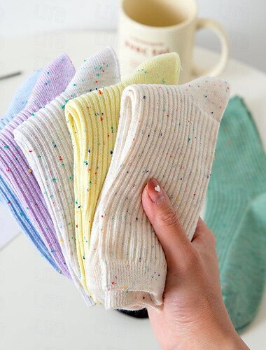  6 Paar Damen-Crew-Socken für Hochzeit, Arbeit, Urlaub, mehrfarbig, einfach, lässig, Lolita, süß, Sport