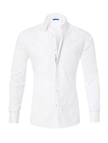  Herren Oberhemd Knopfhemd Glatt Hochzeit Täglich Hellblau Schwarz Weiß Rosa Langarm Kargen Frühling & Herbst Bekleidung Hemden mit Kragen