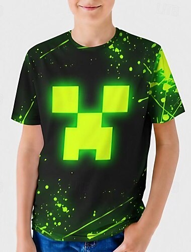  Garçon 3D Graphic Géométrique Tee-shirts Chemise Manche Courte 3D effet Eté Actif Sportif Mode Polyester Enfants 3-12 ans Col Ras du Cou Extérieur Casual du quotidien Standard