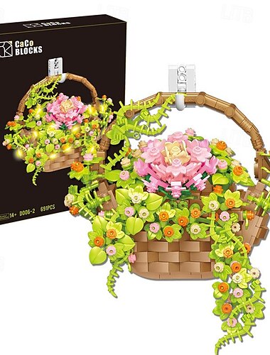  Women's Day Gifts Flower Bouquet Building Set Flowers House Bonsai Plants with LED Light Botanical Collection Wall Decor Creative Building Toy Mother's Day Gifts for MoM