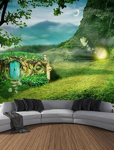  landschap bos hangend tapijt kunst aan de muur groot tapijt muurschildering decor foto achtergrond deken gordijn thuis slaapkamer woonkamer decoratie