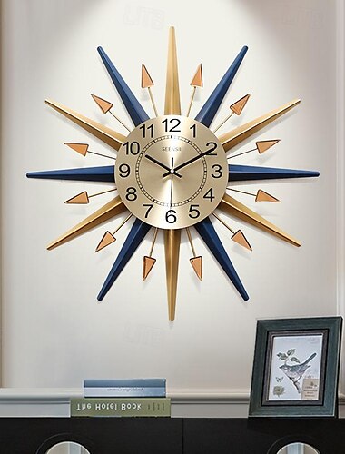  Large Wall Clock Metal Decorative Mid Century Silent Non-Ticking Big Clocks Modern Home Decorations for Living RoomBedroomDining Room Office