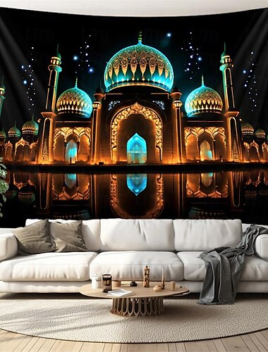  Ramadan Nacht hängende Tapisserie Wandkunst große Tapisserie Wandbild Dekor Fotografie Hintergrund Decke Vorhang Zuhause Schlafzimmer Wohnzimmer Dekoration