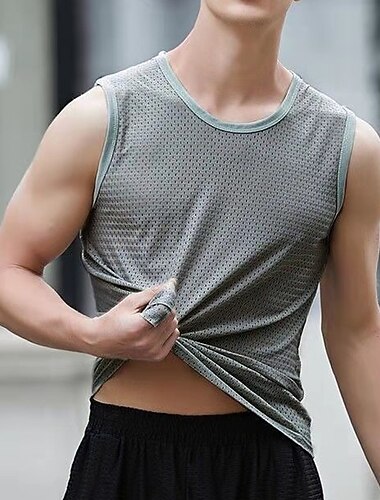  Voor heren Singlet Vest Top Onderhemd Mouwloos shirt Mouwloos Ronde hals Zomer Effen Modieus Ontwerper Basic Vakantie Straat Uitgaan Zwart Wit Donkerblauw Top T-shirt voor mannen