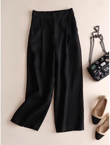  Dames Imitatie katoenlinnen Broeken Modieus Enkellengte Effen Zijzakken Ademend Comfortabel Inelastisch Casual / Dagelijks Zwart Wit Khaki Beige Lente & Herfst