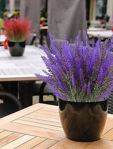  Künstlicher Lavendelstrauß, Simulation grüner Pflanzen, Dekoration für Zuhause, Restaurant, Garten, Kunststoff, Lavendelbündel, künstliche Pflanzen, 8 Stück