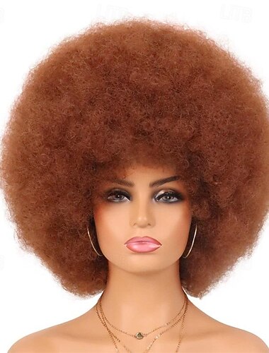  Perücke 70er Afro-lockige Perücken für schwarze Frauen kleberfreie Trageweise und weiche schwarze Afro-Perücken große federnde und weiche natürlich aussehende Vollperücken für täglichen Partykonsum