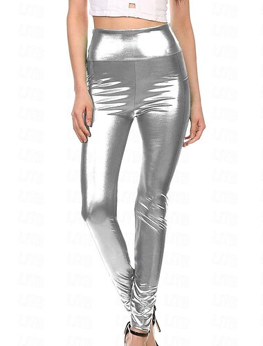  Sexy 1980er Hoch tailliert Leggings PU - Leder Bleistifthosen Disco Einfarbig Damen Karneval Leistung Club Pride Parade Erwachsene Hose Ganzjahres