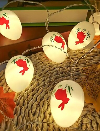  Luces de cadena de huevos de Pascua 1,5 m 10leds huevo pollitos de conejo luces de cadena de hadas LED alimentadas por batería para fiesta en el patio de Pascua decoraciones para el hogar al aire
