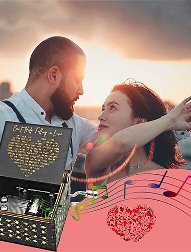  Nie mogę przestać się zakochiwać muzyczna skrzynka z drewna antyk grawerowane skrzynki muzyczne skrzynka muzyczna dla ukochanej chłopaka dziewczyny męża żony prezent na Walentynki