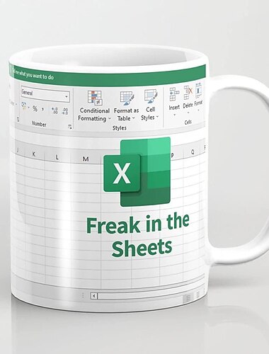  Excel-Kaffeetasse, lustige Geschenke für Frauen und Männer, Freak in the Sheets-Tasse, Geschenke für Chef, CPA, Freund, Kollegen, Buchhalter, weiße Keramik-Bürotasse, 300 ml
