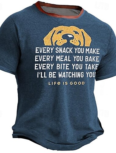  Herrers grafik T-shirt | Sjov hundefoder humor 'Jeg vil holde øje med dig' citat kortærmet T-shirt kæledyr elskere