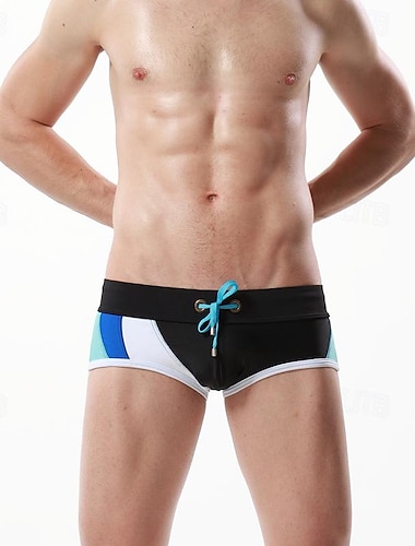 Homens Shorts de Natação Resumo de natação Férias Natação na praia de verão Macio Confortável Com Cordão Cintura elástica Bloco de cor Curto Ginástica Casual Roupas Esportivas Preto Vermelho Cintura