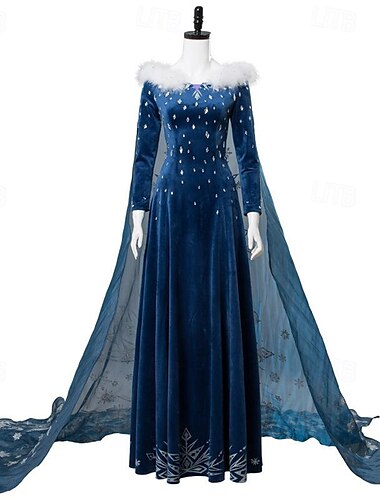  ملكة الثلج أميرة إلسا آنا فساتين زي تأثيري نسائي تأثيري الفيلم زي تأثيري أزرق عيد الرعب حفلة تنكرية فستان