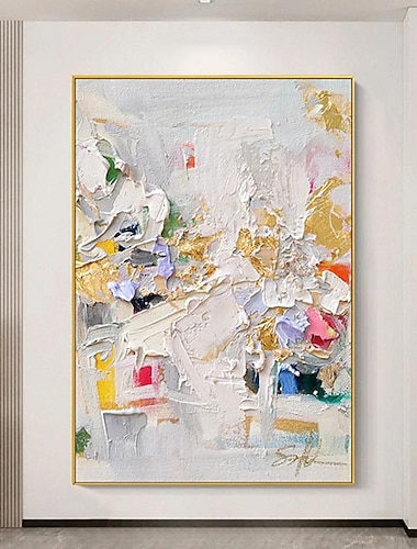  Handgemaltes, farbenfrohes, abstraktes Ölgemälde mit dicker Textur, Wandkunst, moderne Wandkunst, handgemaltes Ölgemälde auf Leinwand, Dekoration für Zuhause, Zimmer, fertig zum Aufhängen oder auf