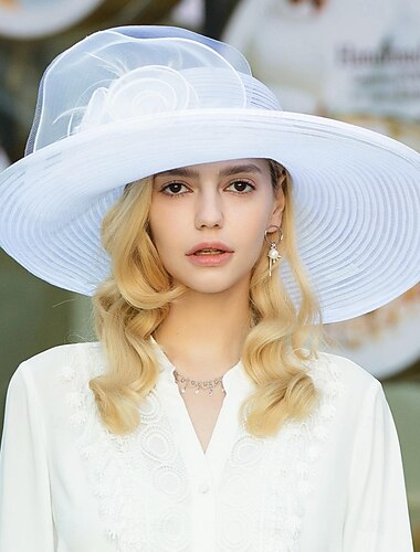  帽子 ファイバーボウラー/クローシュハット バケットハット フロッピーハット 結婚式 ティーパーティー エレガントな結婚式 花柄 ピュアカラー かぶと 帽子