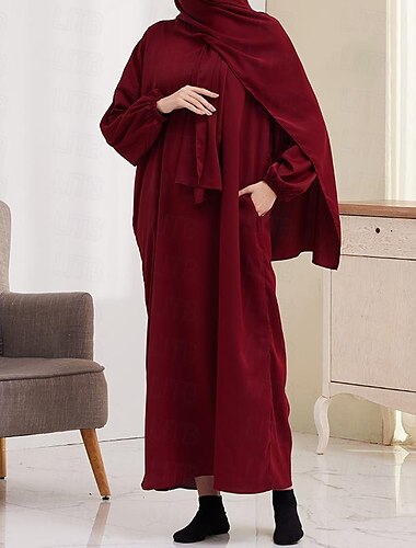  Női Ruhák Abaya Kaftán Kendők Hidzsáb sálak Dubai iszlám Arab arab muszlim Ramadan Tömör szín Felnőttek Ruha