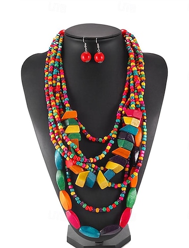  Collar Pendiente Collar Pendientes Retro Antiguo Bohemio Boho Legierung Para Cosplay Mujer Joyería de disfraz Joyería de moda