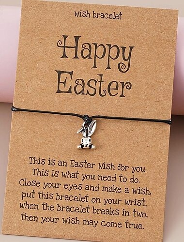  Pulsera trenzada de conejo, joyería de mano de estilo simple, regalo para mujer & Regalo de Pascua de joyería con tema animal para niñas