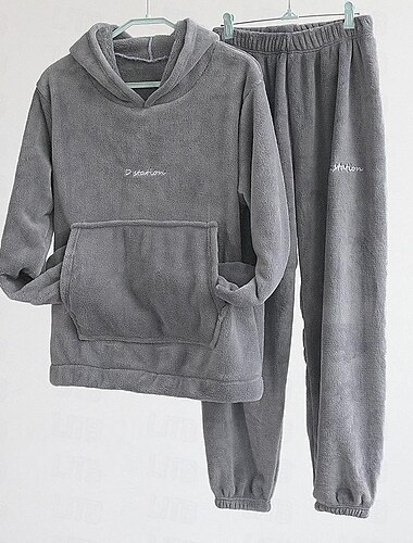 Damen Basic Trainingsanzug Hosen-Sets Pullover Pyjamas Langarm Mit Kapuze Feste Farbe Valentinstag Casual Schwarz Blau Kamel Herbst Winter Regular Fit