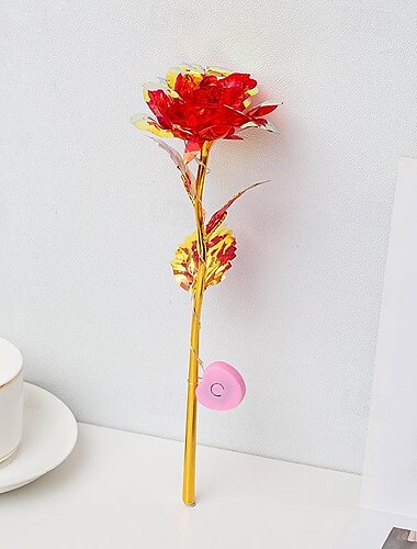  24-Karat-Goldfolienrose, goldene Rose, goldene Folie, Urlaub, vergoldete Rose, Muttertag, Professorentag, Ostern, Valentinstag, Geburtstagsgeschenk, Länge 25 cm, Blütendurchmesser