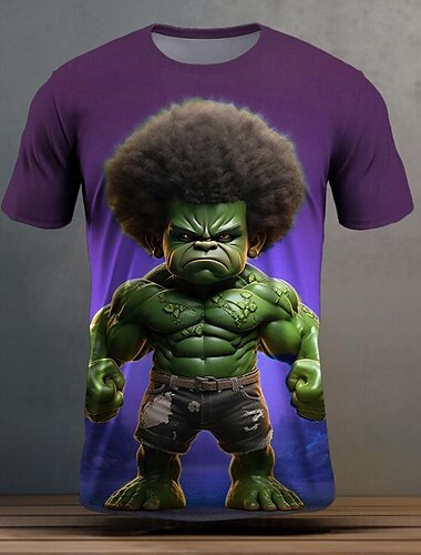  Herren Grafik Cartoon Lustig T Shirt Kurzarm T-Shirt 3D-Druck Rundhalsausschnitt Hemd Täglich Lässig Streetstyle Sport im Freien Ferien Ausgehen Schwarz Burgunderrot Himmelblau Frühling & Sommer