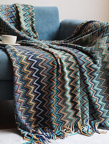  Manta a cuadros para cama bohemia, mantas geométricas aztecas bajas, funda étnica para sofá, funda decorativa, tapiz colgante de pared, alfombra cobertor