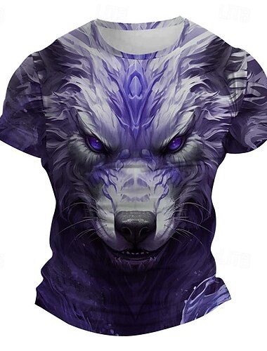  Herre Grafisk Ulv T-shirt Kortærmet T-shirt 3D-udskrivning Rund hals Skjorte Subkultur Sport & Udendørs Ferie I-byen-tøj Lyseblå Rød Blå Forår sommer Tøj S M L XL 2XL 3XL